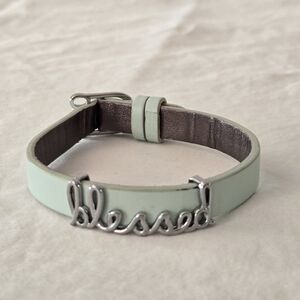 Mint Green KEEP Collective Bracelet with 'Blessed' Charm